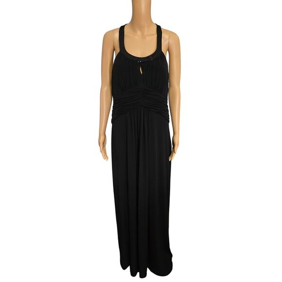 Calvin Klein Black Sequin Halter Maxi Long Dress Gown Size 14 NWT